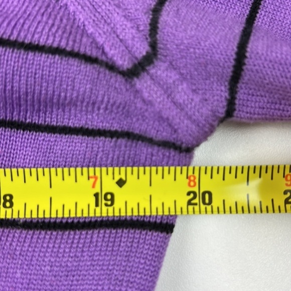 Men's Lacoste purple wool striped v-neck sweater - Picture 9 of 11